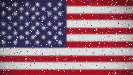 colorful confetti falling against us flag