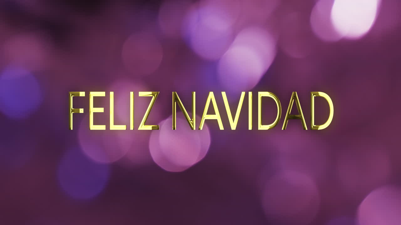 animación del texto de feliz navidad sobre manchas púrpuras de fondo claro