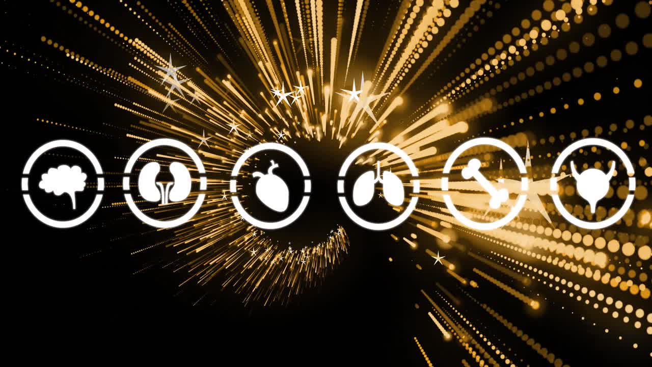 анимация медицинских икон над звездами