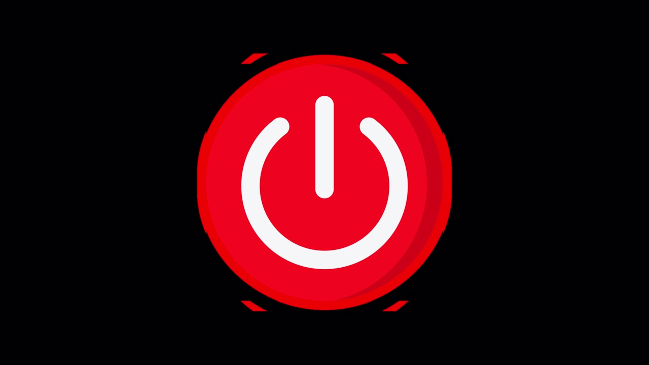 Animated Red Power Button Icon Pulsating and Changing Shape