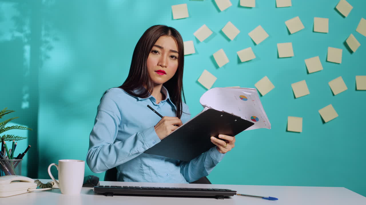 Focused secretary taking notes