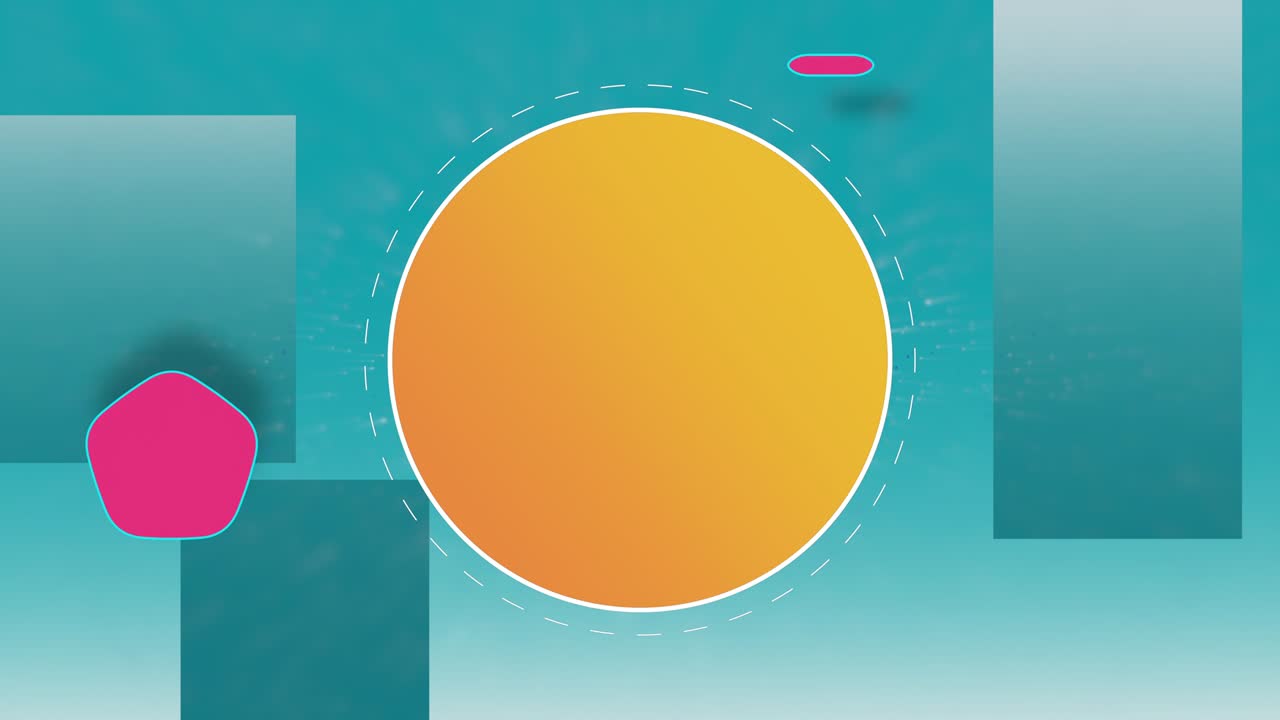 icono redondo con espacio de copia para el producto de texto o el logotipo sobre un fondo geométrico colorido.