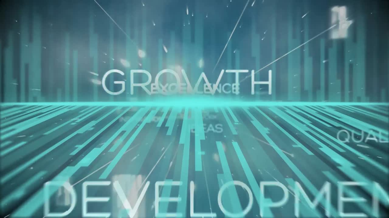 검은 바탕의 파란색 모양 위의 텍스트의 애니메이션