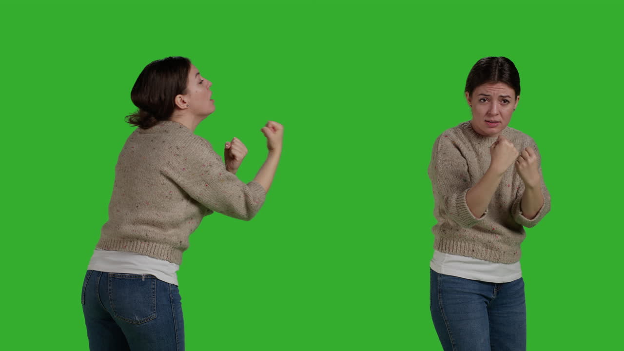 그린 스크린에서 여자 권투