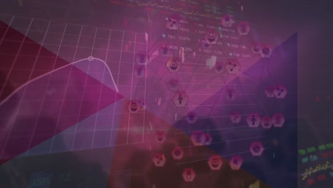 animación del procesamiento de datos a través de cuadrícula e íconos