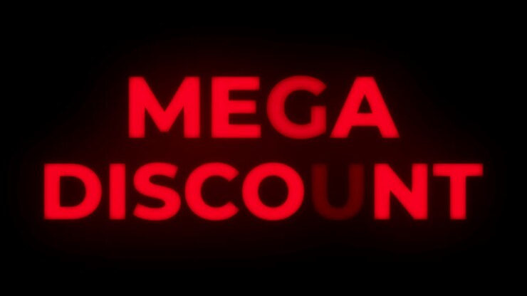 Mega Discount Text Flickering Display Promotional Loop.