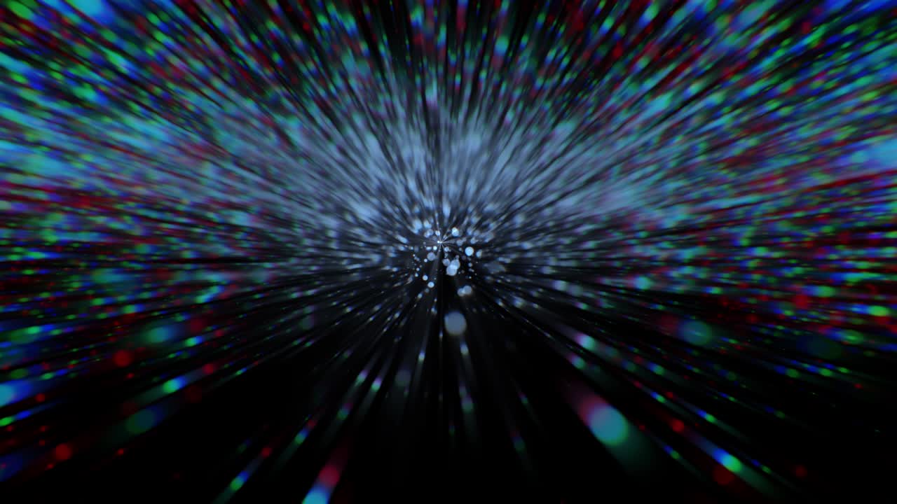 hermosos fuegos artificiales, una explosión colorida, el big bang, moviéndose a través de las estrellas, un bucle sin fisuras