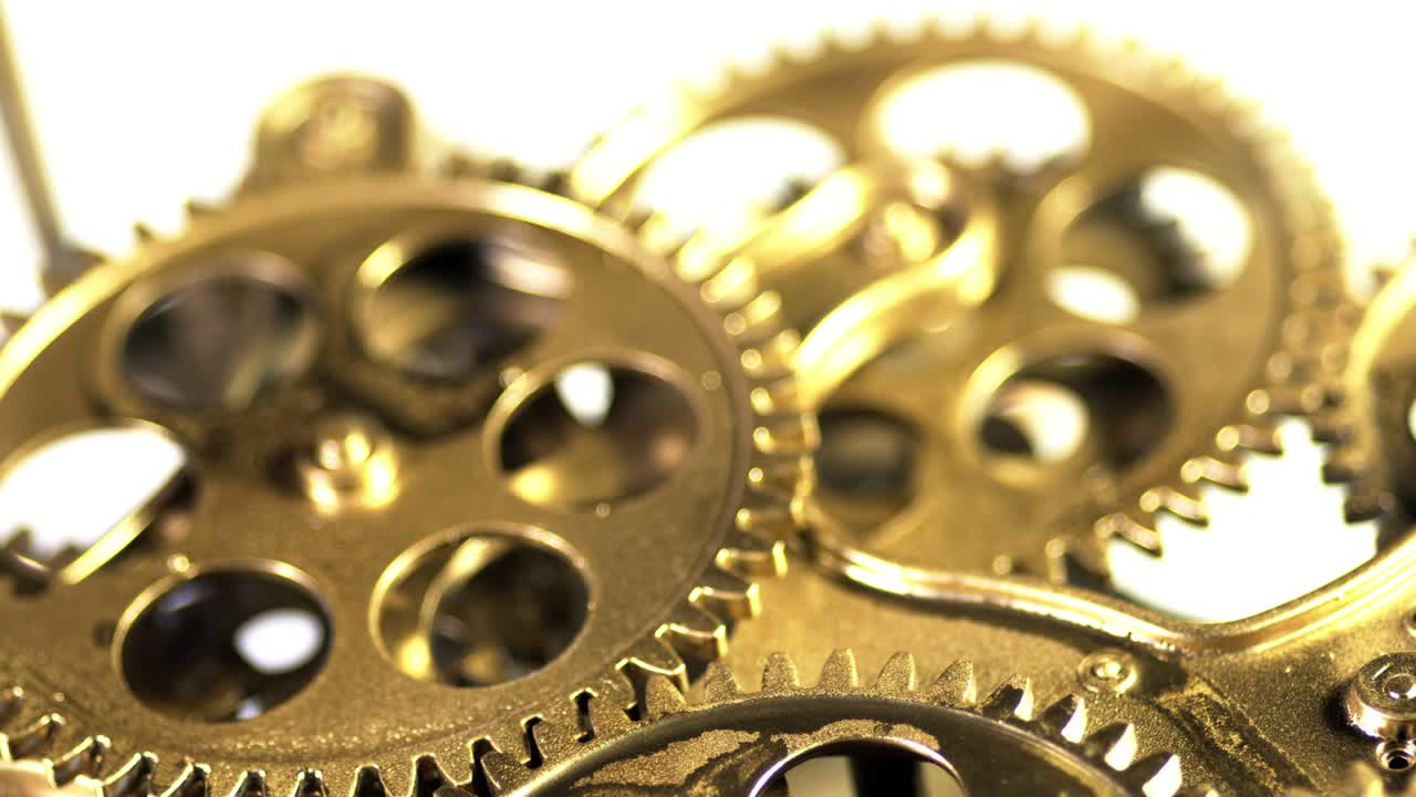 Old Golden Gears Turning in Working Mechanism