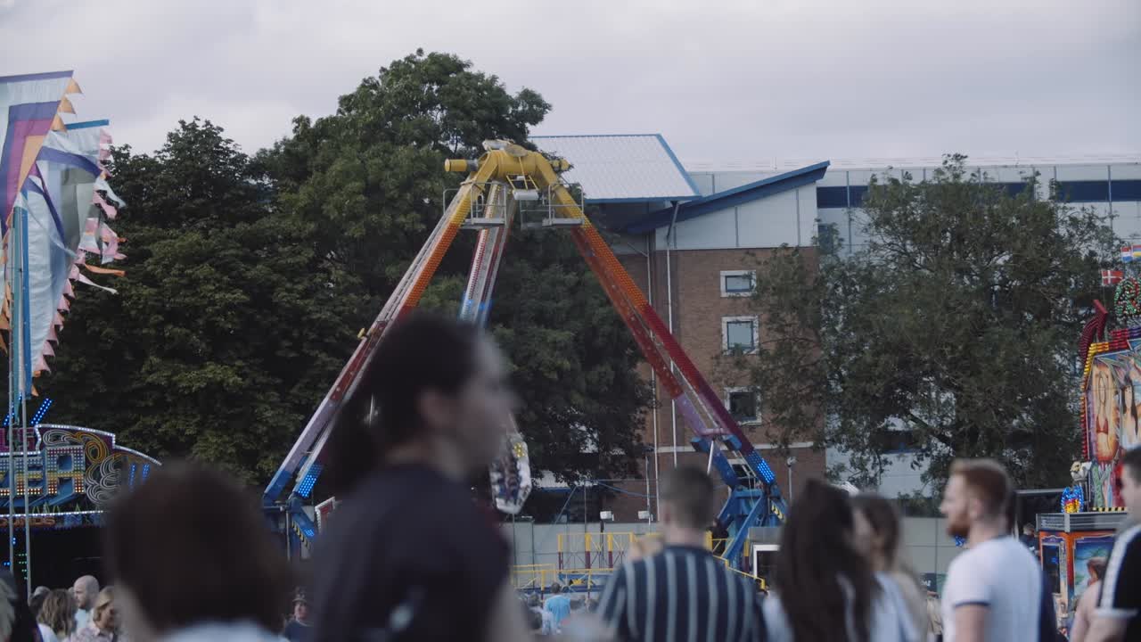 Theme park ride at a summer music festival