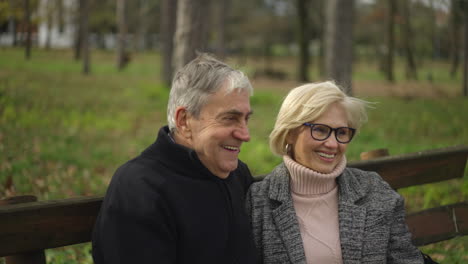 senior couple enjoying a joyful moment in the park