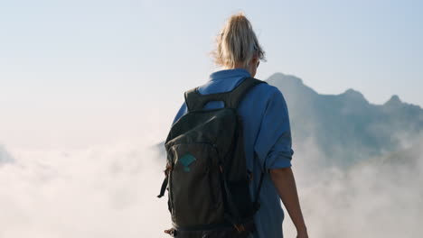 woman hiking in mountains