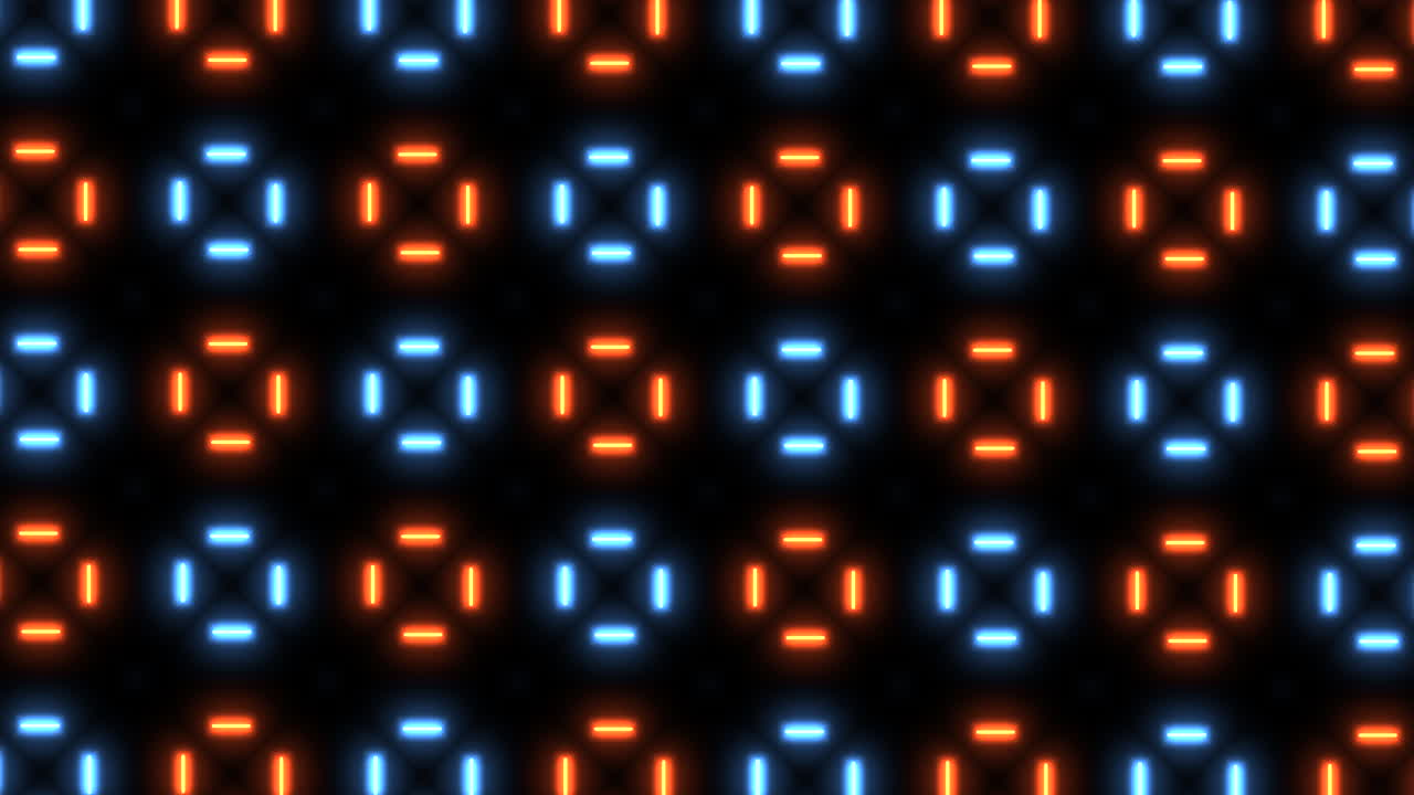 Vibrant grid pattern light blue, orange, and black
