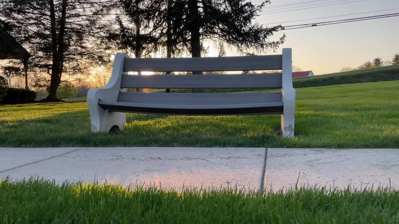 local sidewalk bench in small town