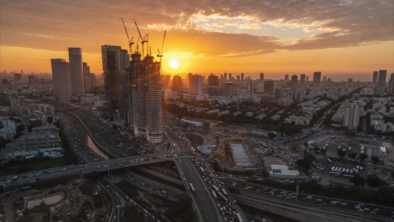 timelapse de la puesta de sol en tel aviv
