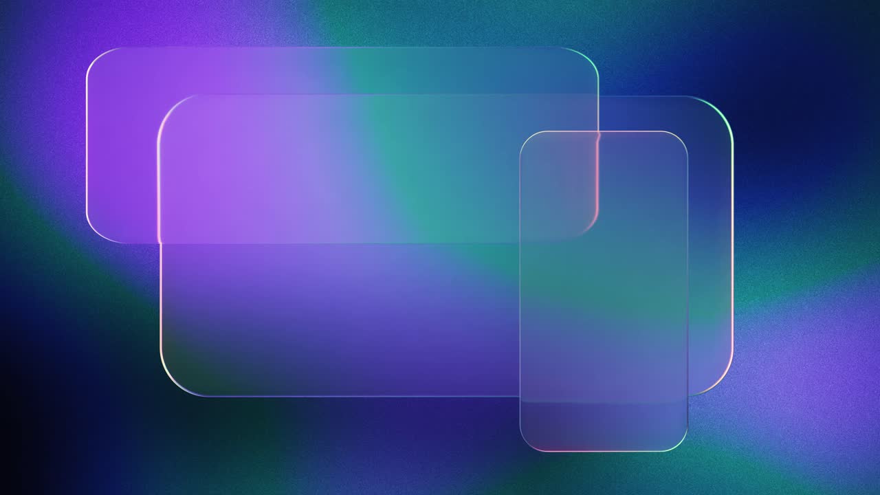 Abstract Glassmorphism UI Elements with Shifting Gradient Background