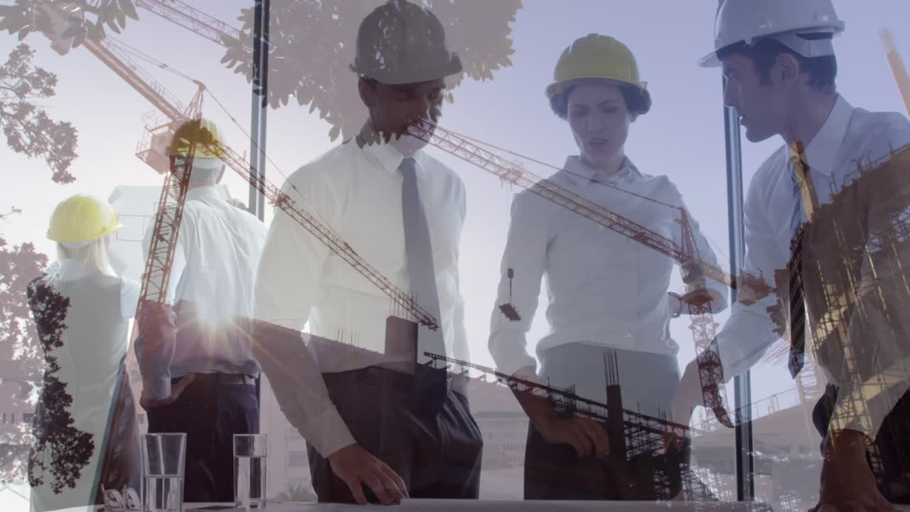 animación del sitio de construcción sobre personas de negocios hablando en la oficina