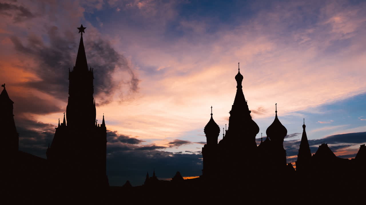 Silhouette of Red Square at Sunset