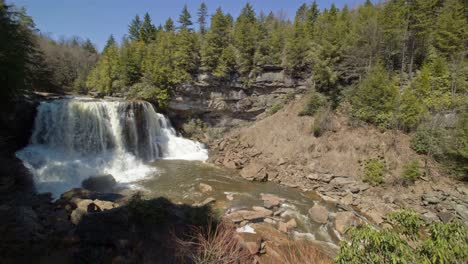 black and white, cinemagraph of blackwater falls pours water through a gorge in west virginia