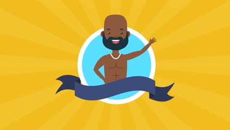 afro man in summer time character