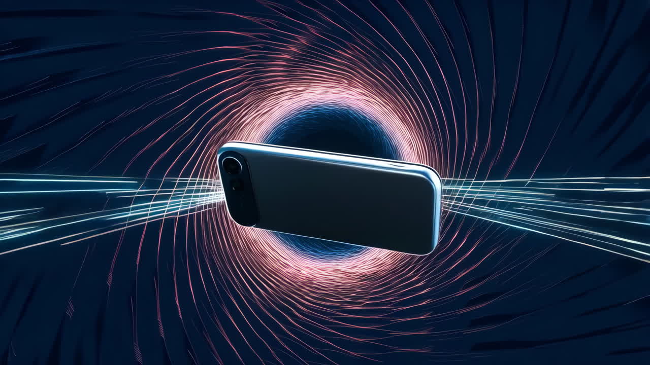 Smartphone in a Futuristic Digital Vortex
