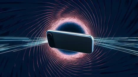 smartphone in a futuristic digital vortex