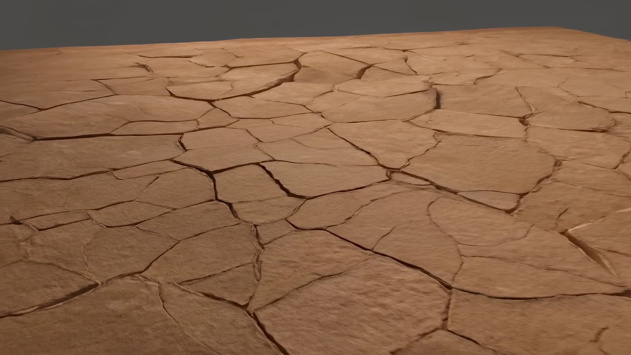 Dry Cracked Desert Floor Closeup Showing Deep Fissures In Sunbaked Clay Plates, Muted Brown Tones, Low