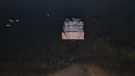 the leftovers of a cement dock from the shipping days of muskegon