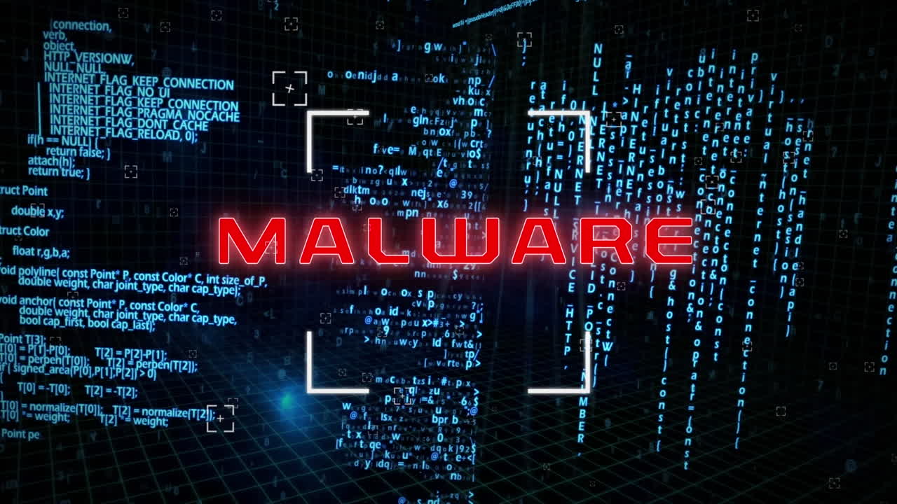 Malware text against data processing