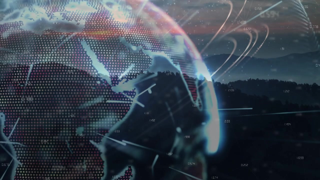 Animation of globe of networks of connections over landscape
