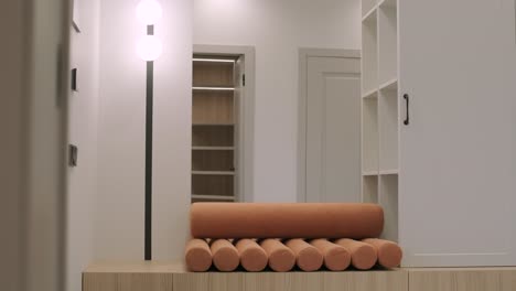 camerino con estantes. armario moderno con camerino brillante