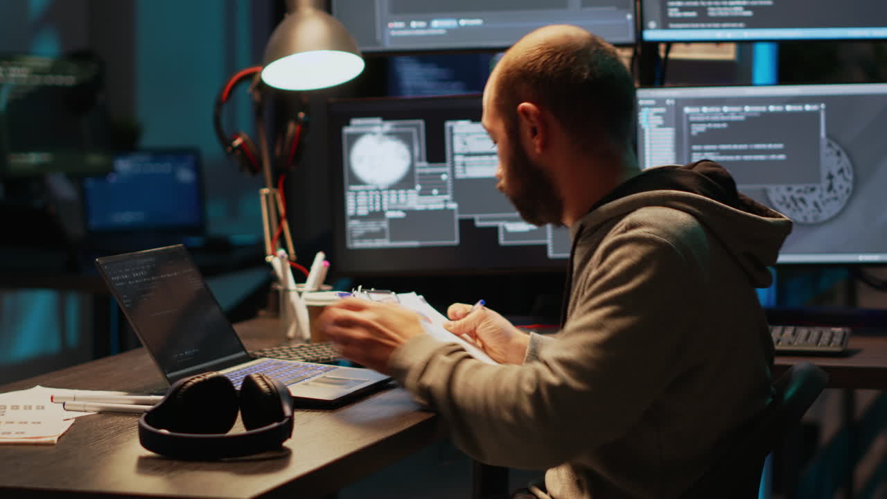 Programmer working on computer