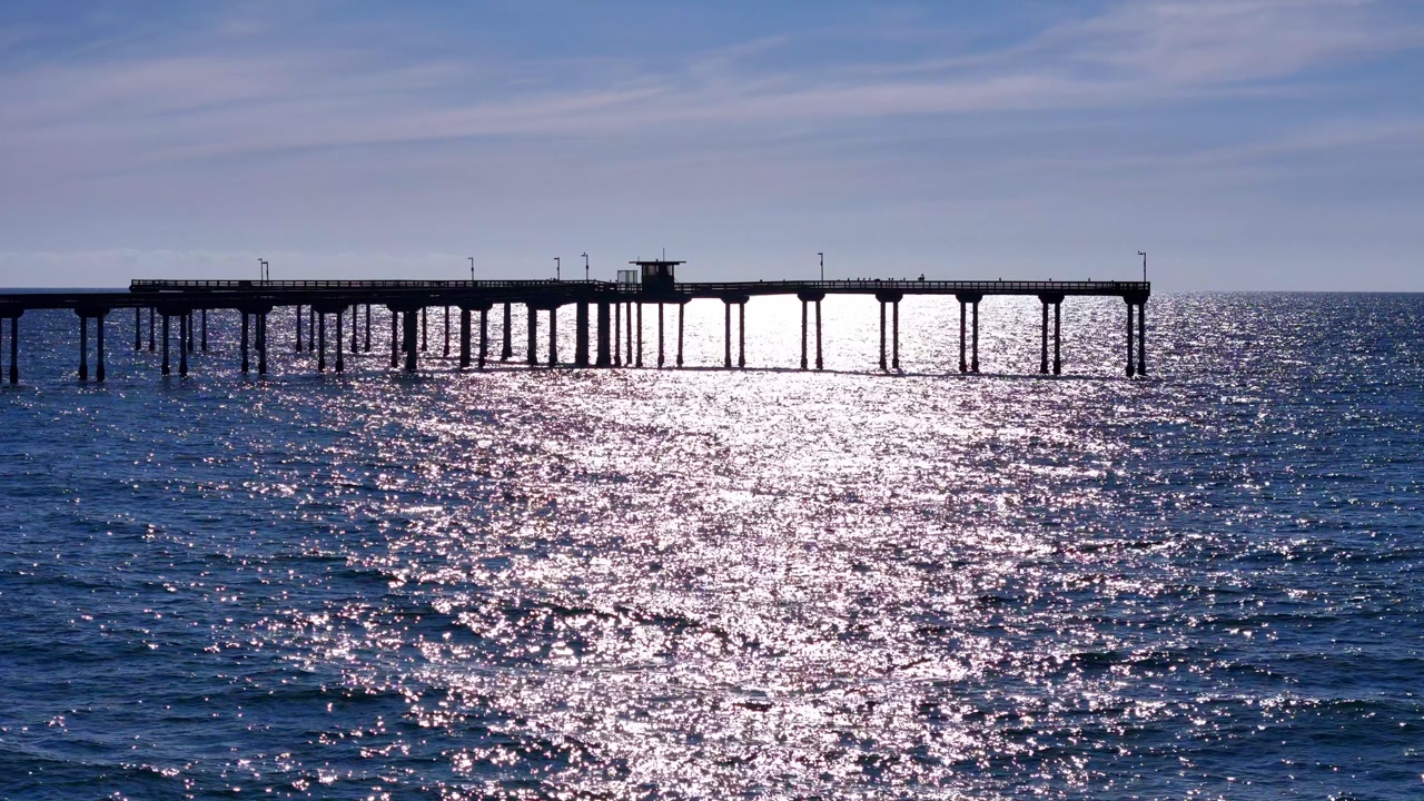 Ocean Beach Pier extending over water of the Pacific Ocean, Ocean Beach, California