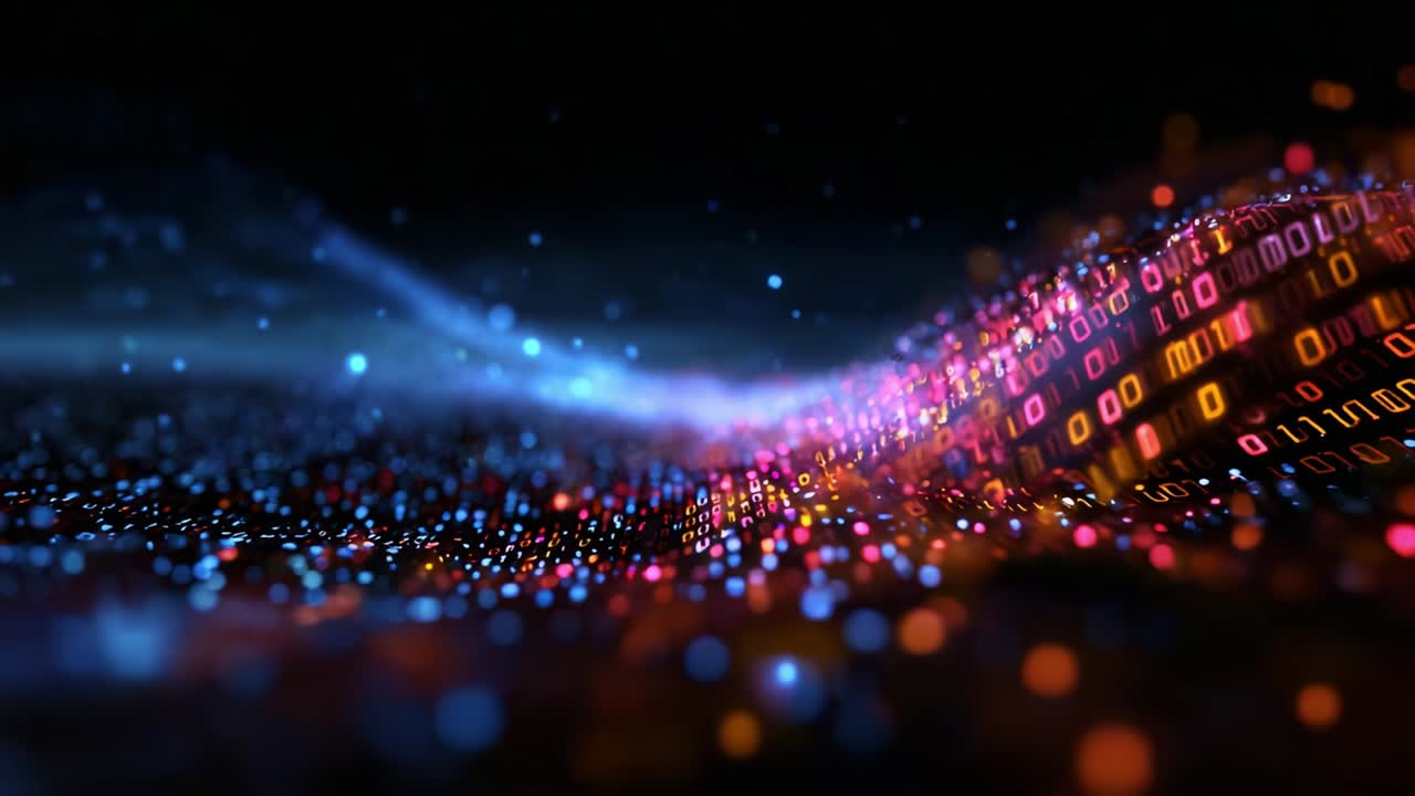 A Vibrant Display of Colorful Digital Waves Representing the Flow of Data and Information in a Stunning Visual Composition, Highlighting Technology and the Digital Revolution