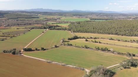 vista aérea de los campos sembrados en cataluña maresme con las montañas de los pirineos al fondo