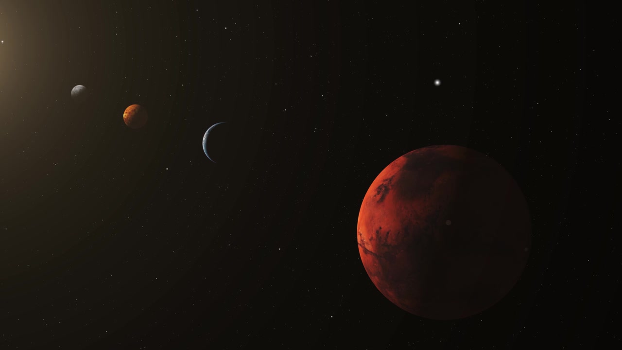 Alignment of Inner Planets Mercury Venus Earth and Mars Facing the Sun