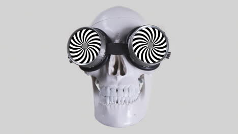 human skull with sunglasses