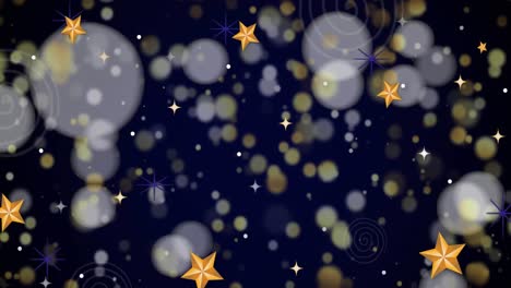 Animation-of-christmas-snow-and-stars-falling-on-black-background