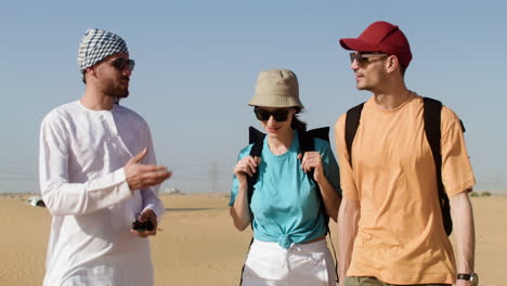 three travelers in the desert