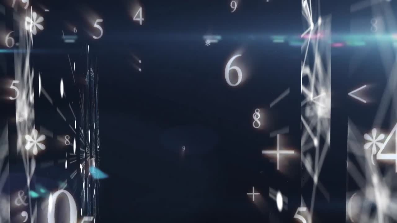 múltiples números que caen contra la pantalla de la red de conexiones