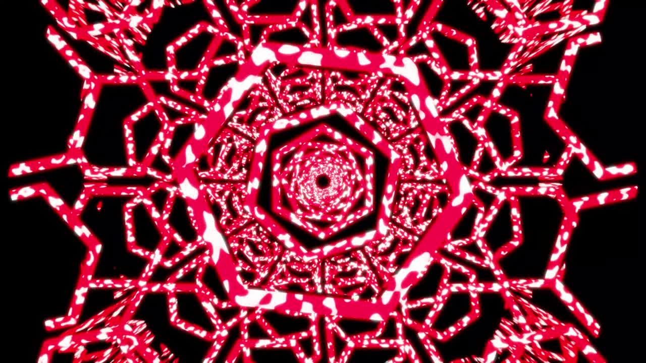 VJ loop latar belakang kaleidoskop berbintik merah.