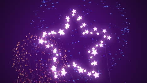 glowing star of fairy lights on purple background