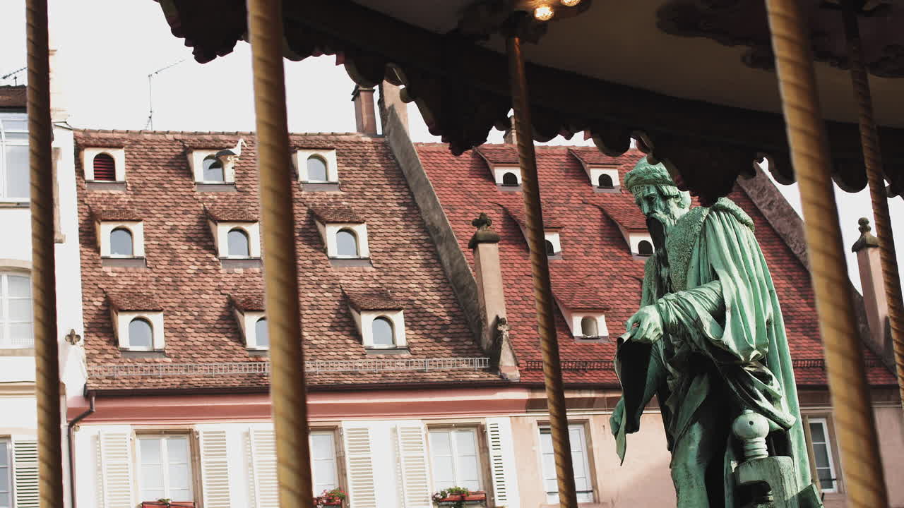 Ancient european city in france beautiful architectural monument shot close up with a rotating