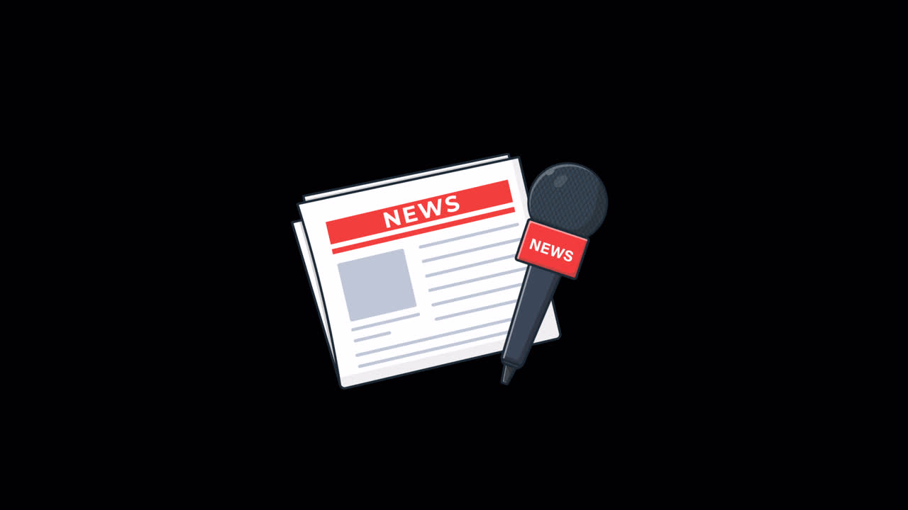 Animated Newspaper and Microphone for News Reporting