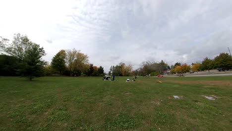 Timelapse-De-La-Temporada-De-Otoño-De-Personas-Haciendo-Yoga-En-Un-Parque