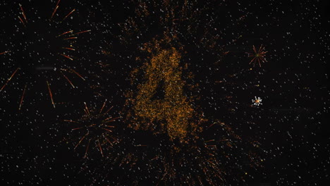 fireworks animation over night sky with sparkling stars