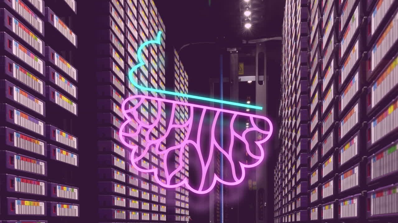 컴퓨터 서버 배경에서 ai 데이터 처리의 애니메이션