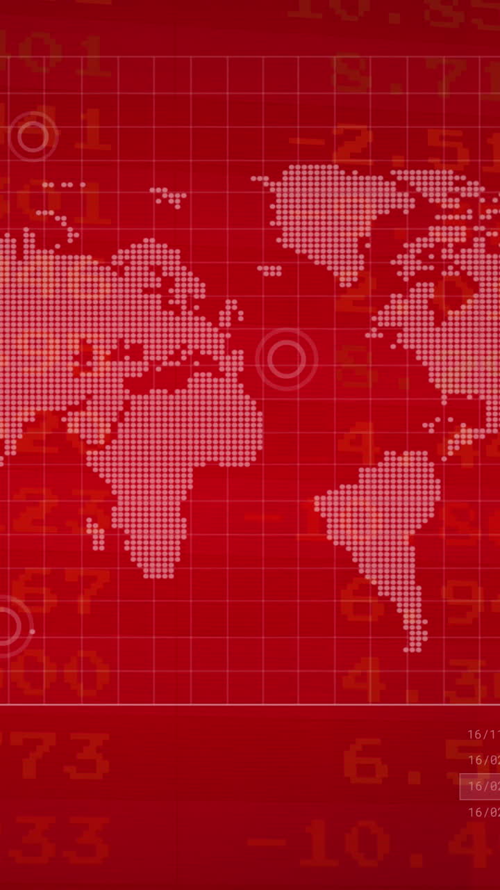 animación de datos financieros y gráficos sobre el mapa del mundo y la bandera de china