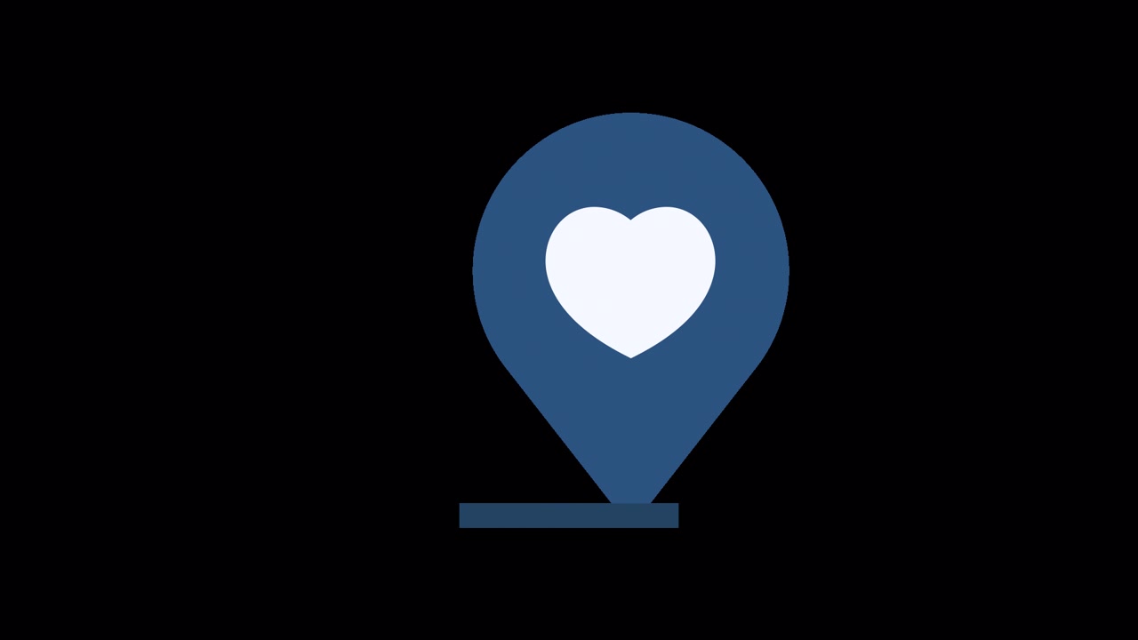 Animated Blue Location Pin with White Heart Icon