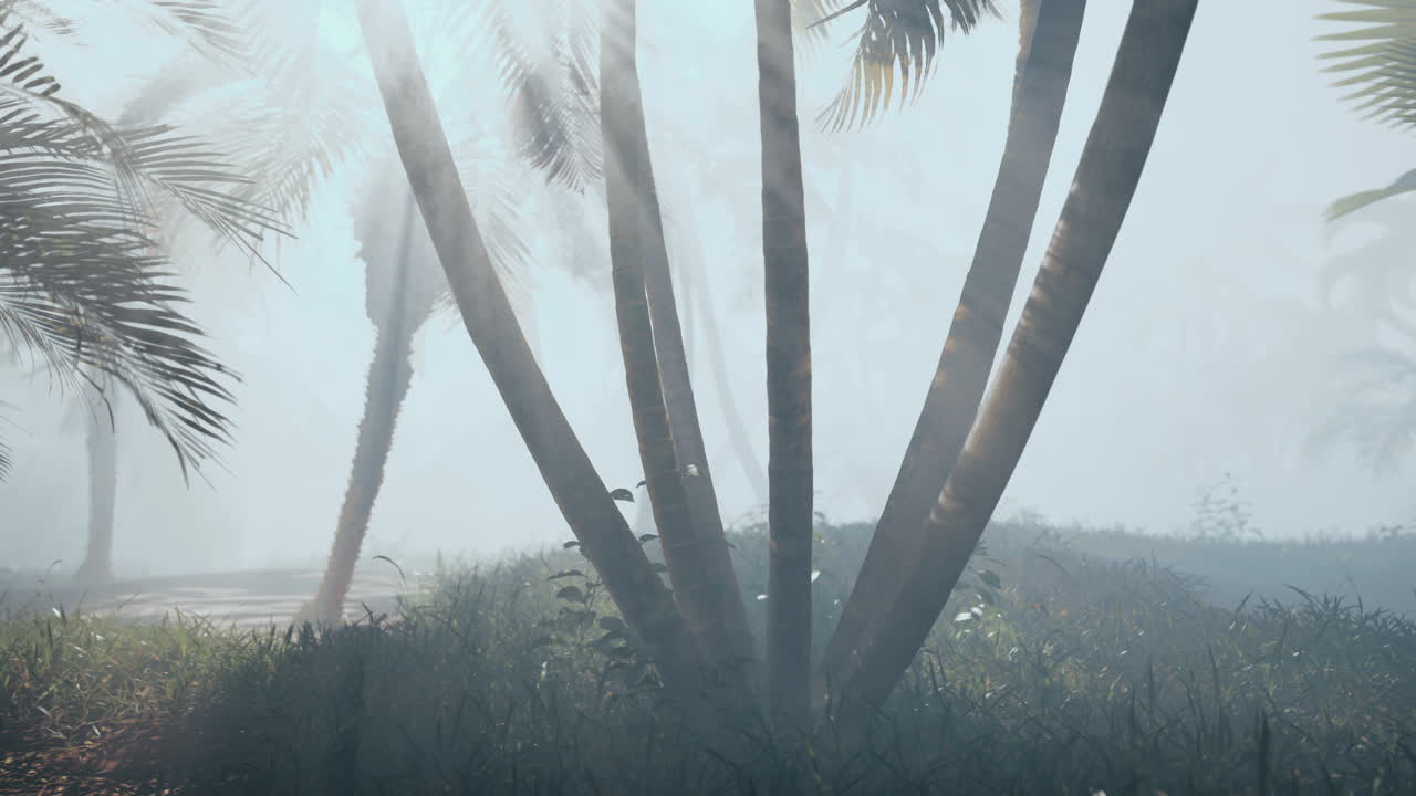 나무 가 있는 안개 인 열대 숲