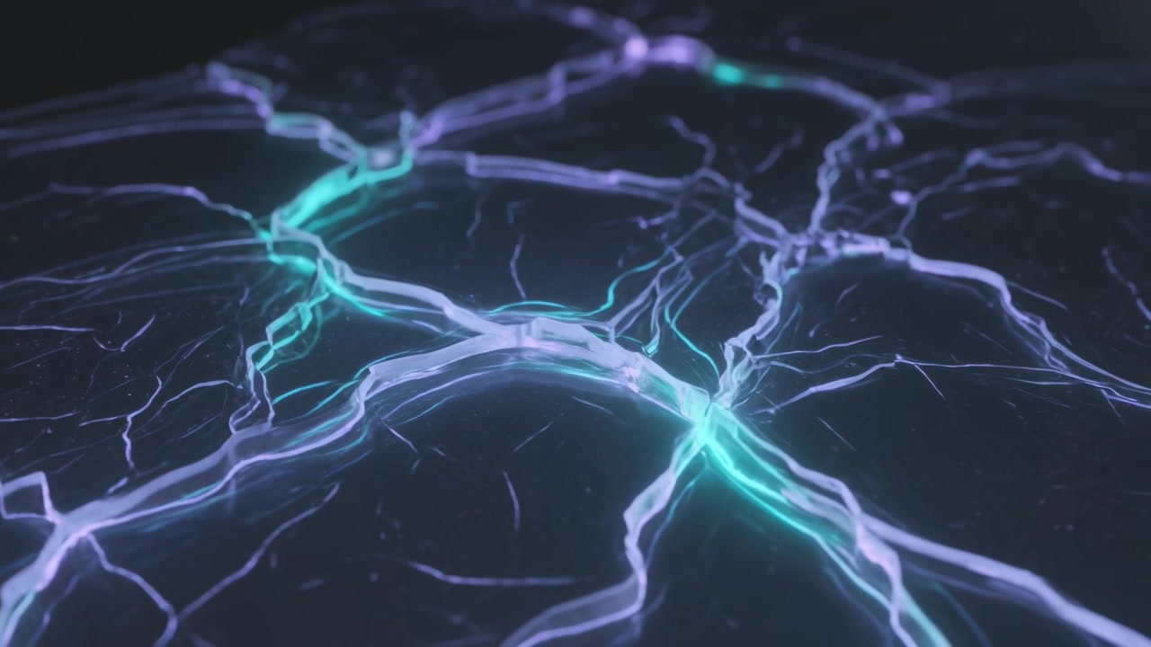 Glowing hexagonal network pulsing after teal accent glowing, propagating signal along channels